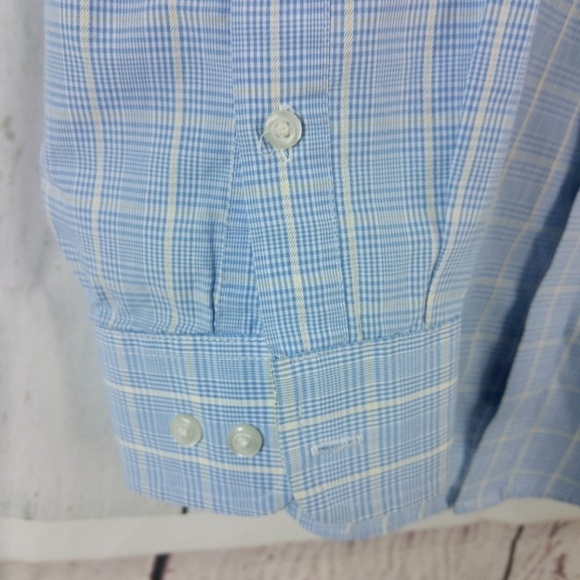 Arrow Wrinkle Free Classic Fit Blue Plaid Shirt 16 - Picture 7 of 7